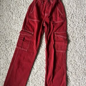 White Fox Red Cargo Pants